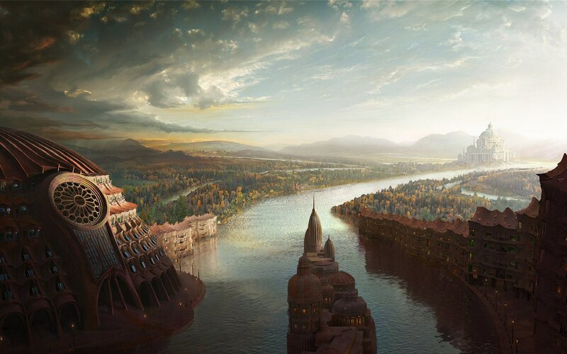 Fantasy Cityscape — Brown, Dramatic