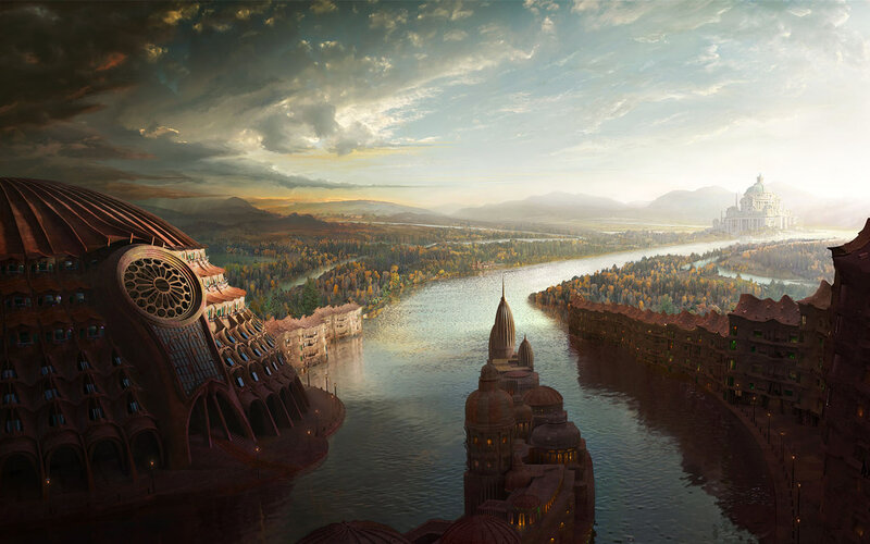Fantasy Cityscape — Brown