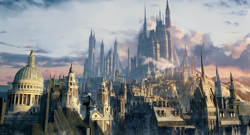 Fantasy Cityscape — Gray