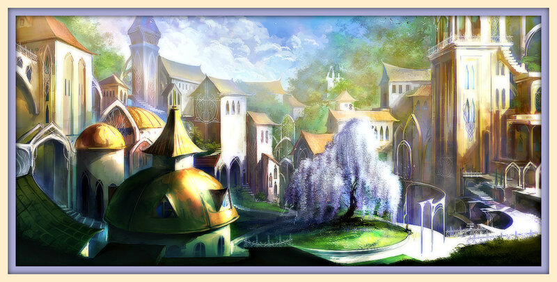 Fantasy Cityscape — Green, Serene