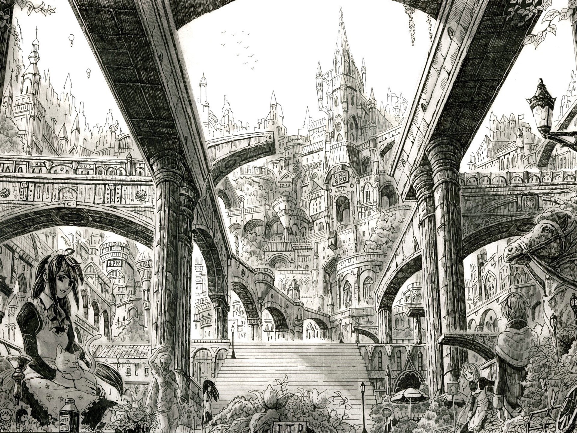 fantasy cityscape illustration