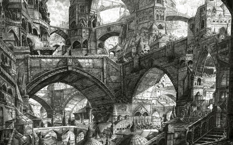 fantasy cityscape illustration