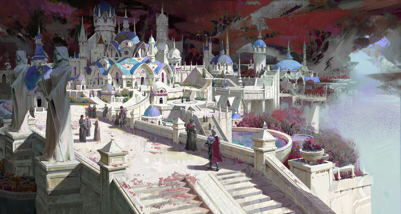 Fantasy Cityscape — White, Dramatic