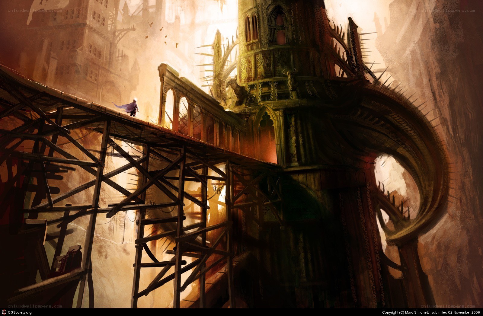 Fantasy cityscape with bridge