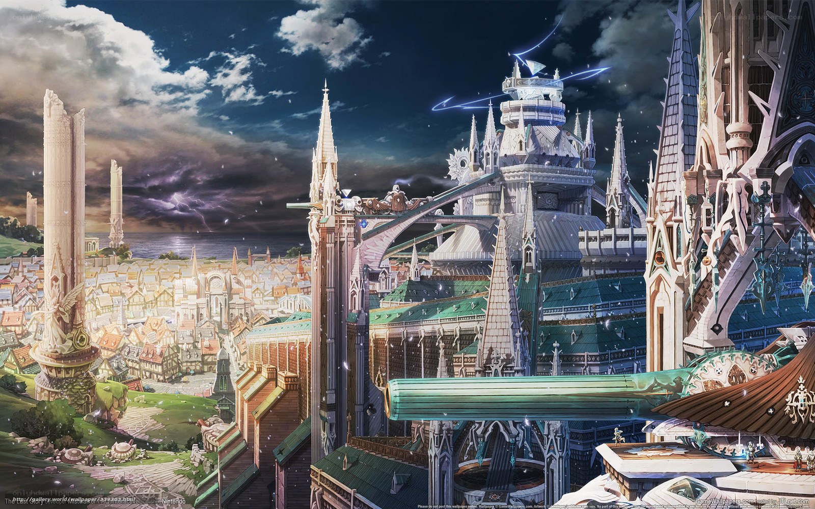 fantasy cityscape with lightning