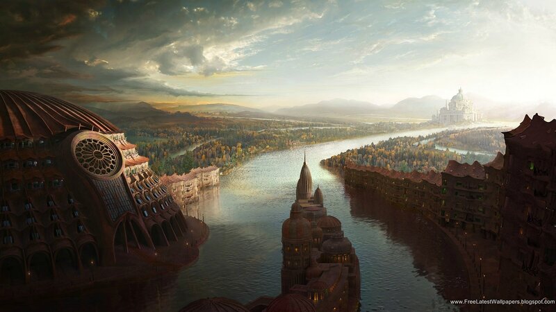 Fantasy Cityscape with River
