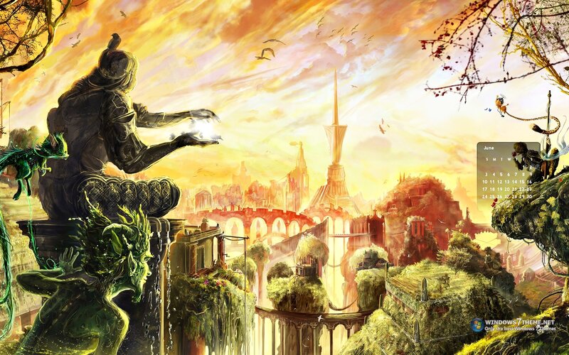 Fantasy Cityscape with Statue