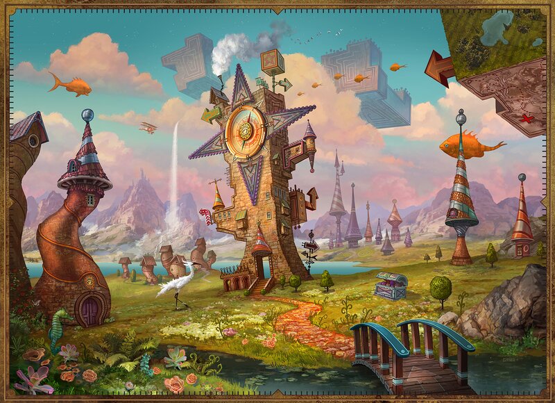 Fantasy Clock Tower Village