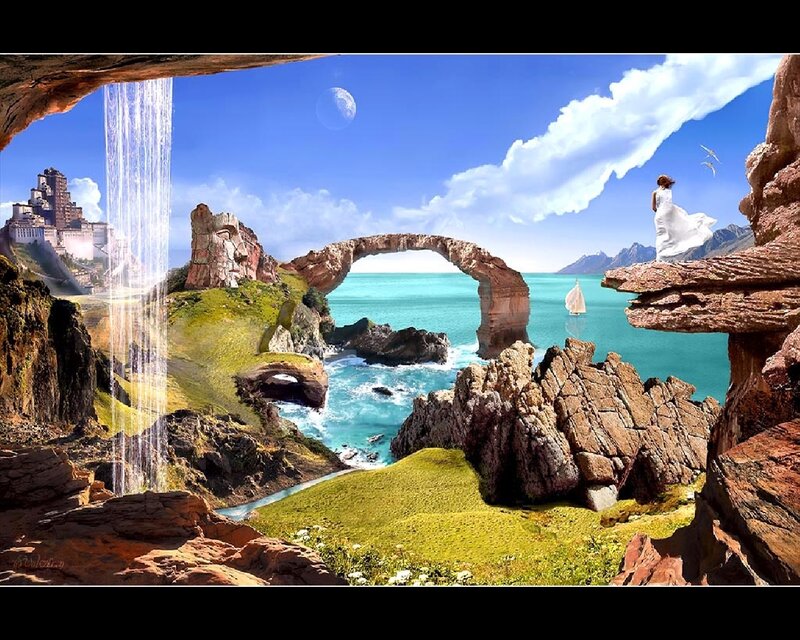 Fantasy coastal landscape
