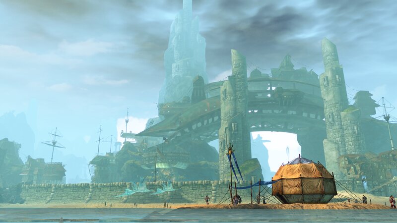 fantasy coastal settlement