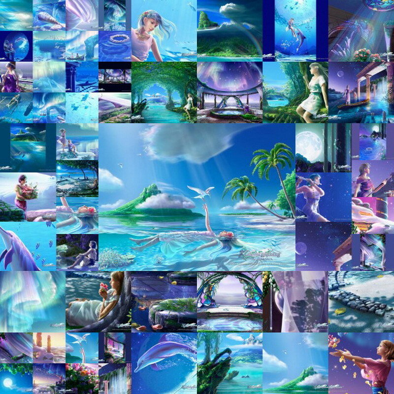 fantasy collage with mermaids