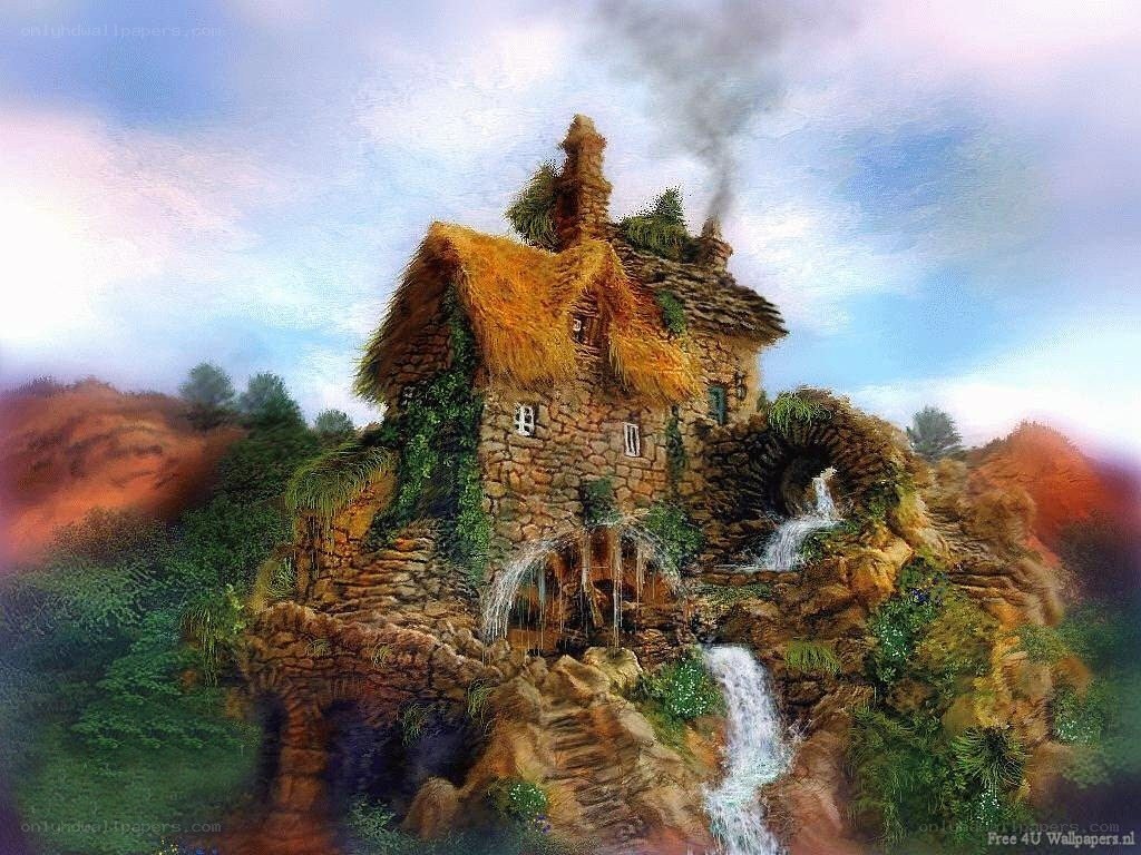 Fantasy cottage on a cliff