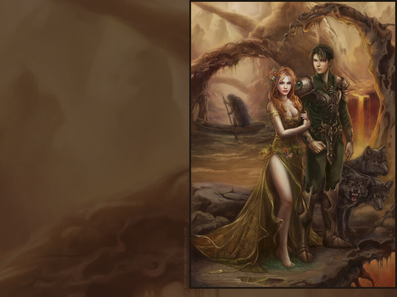 Fantasy couple in a cave