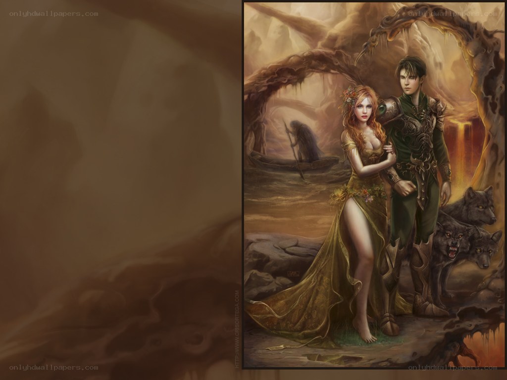 Fantasy couple in a cave