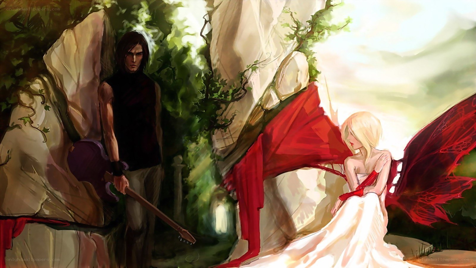 Fantasy couple in a forest