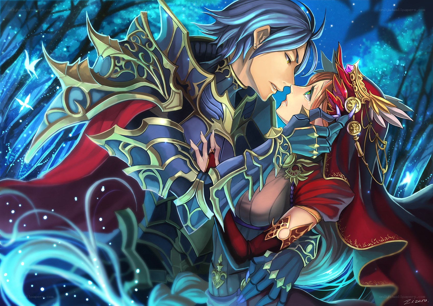 Fantasy couple in a magical forest