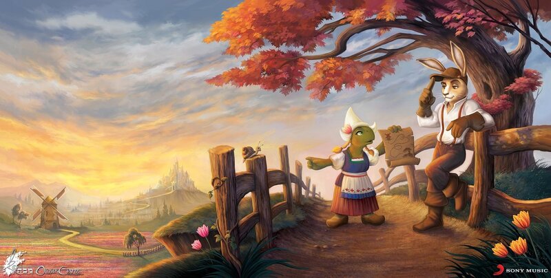 Fantasy couple in autumn landscape