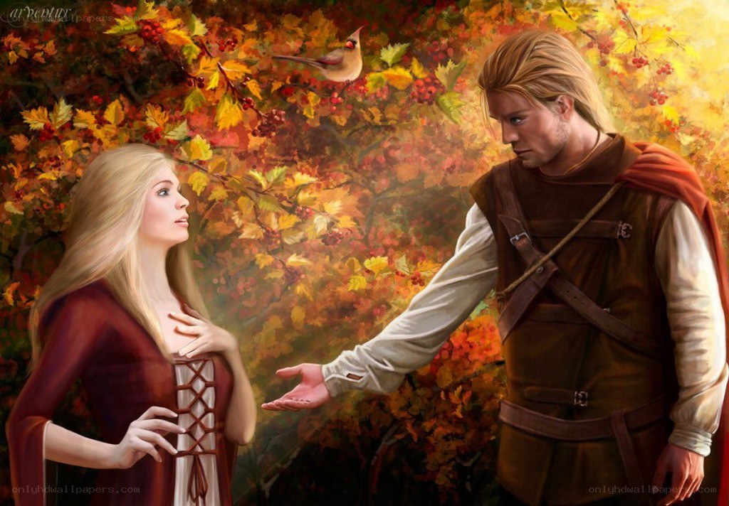 Fantasy couple in autumn