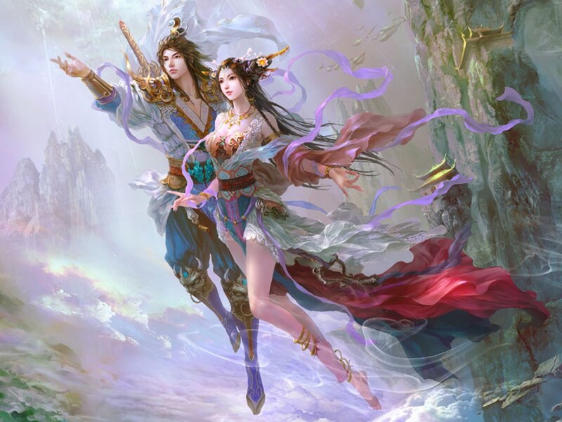 Fantasy couple in flight