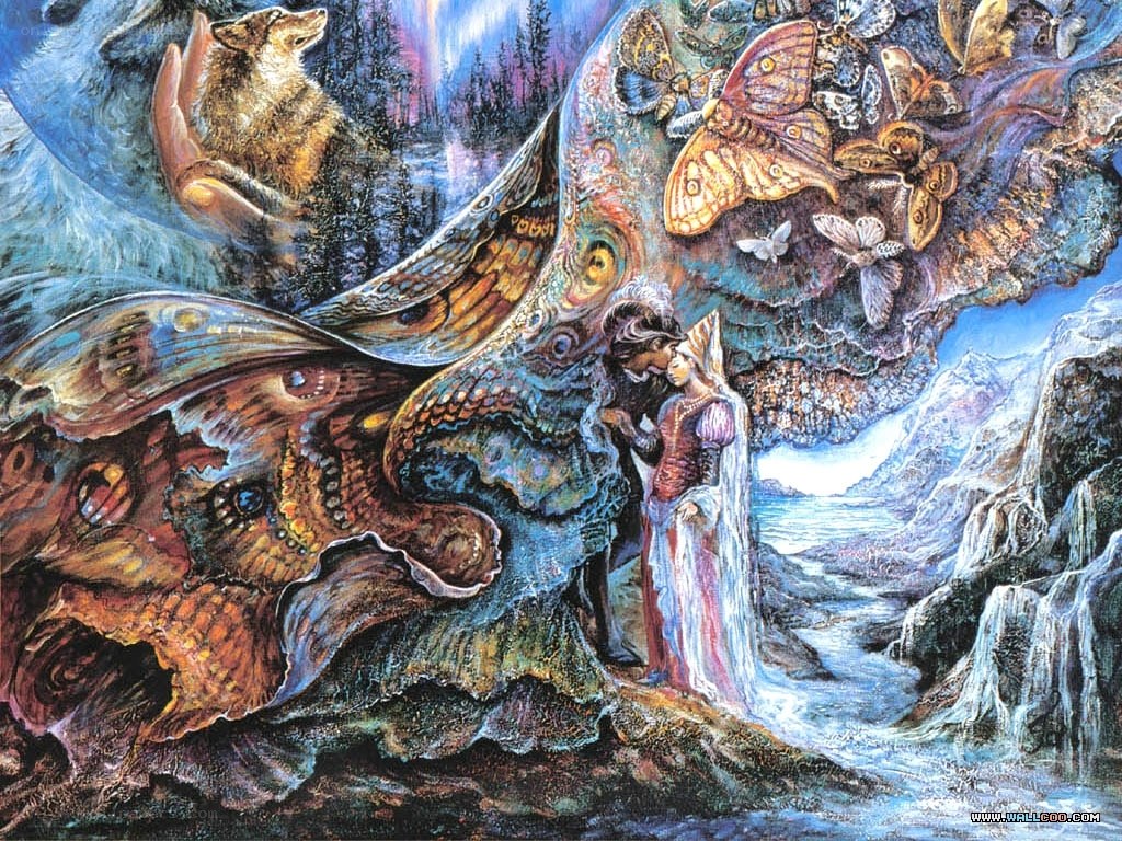 Fantasy couple with giant moths