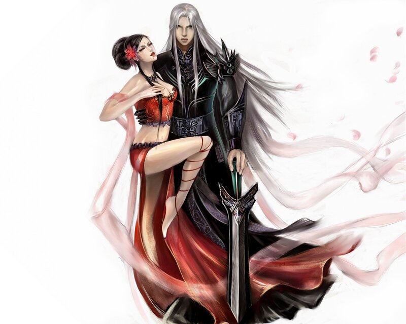 Fantasy couple with sword