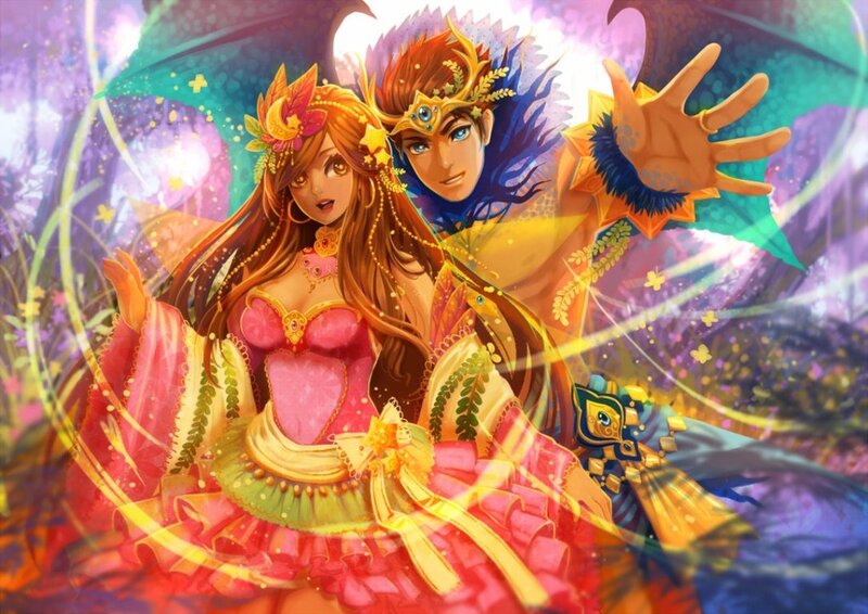 Fantasy Couple with Wings — Purple