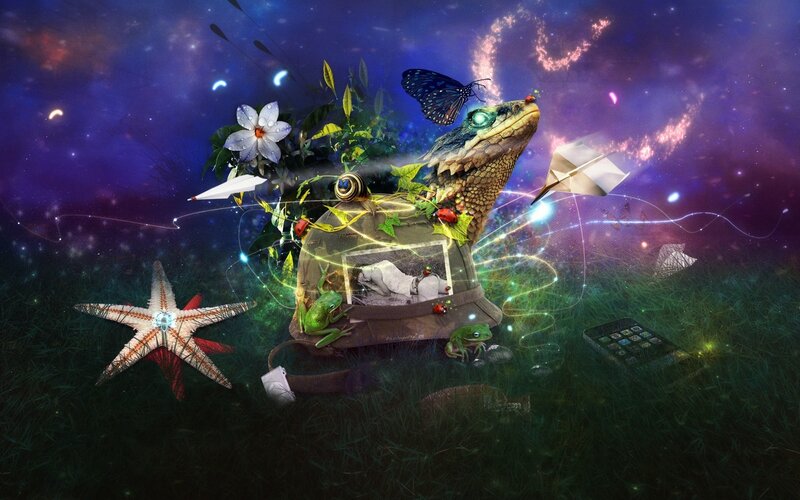 fantasy creature in a dreamy landscape