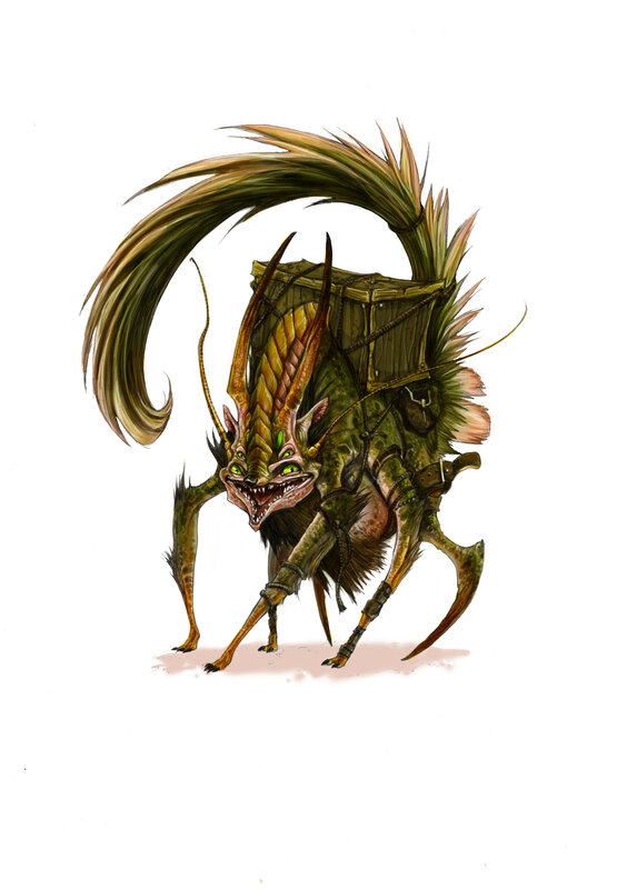fantasy creature with crate