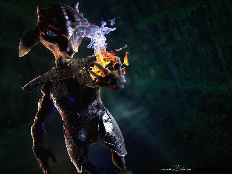 fantasy creature with fire magic