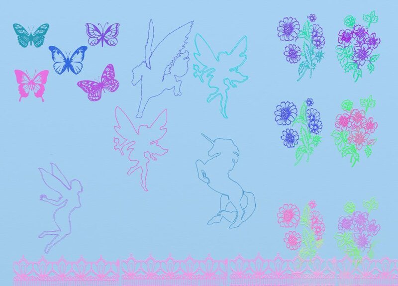 fantasy creatures and flowers