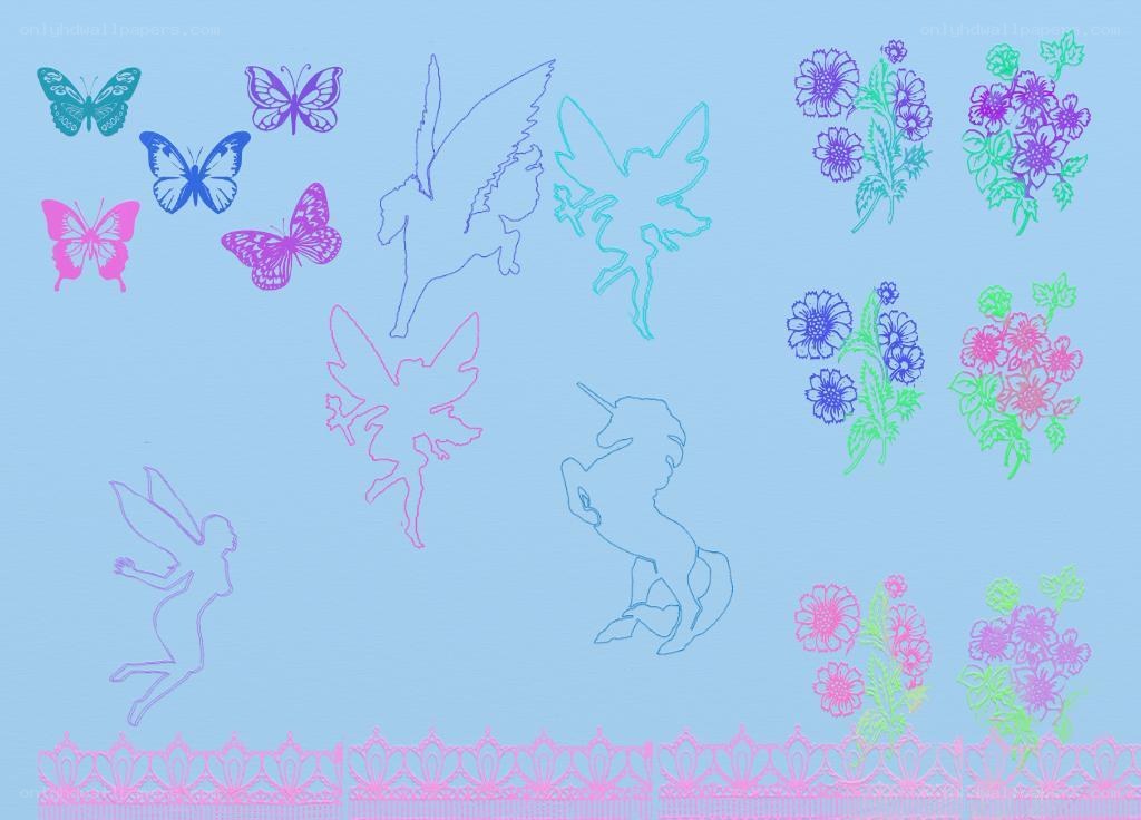 fantasy creatures and flowers