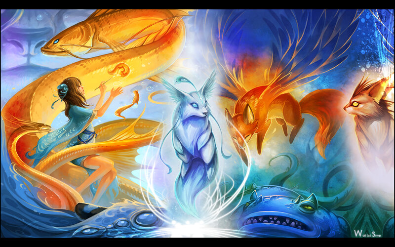 fantasy creatures and girl