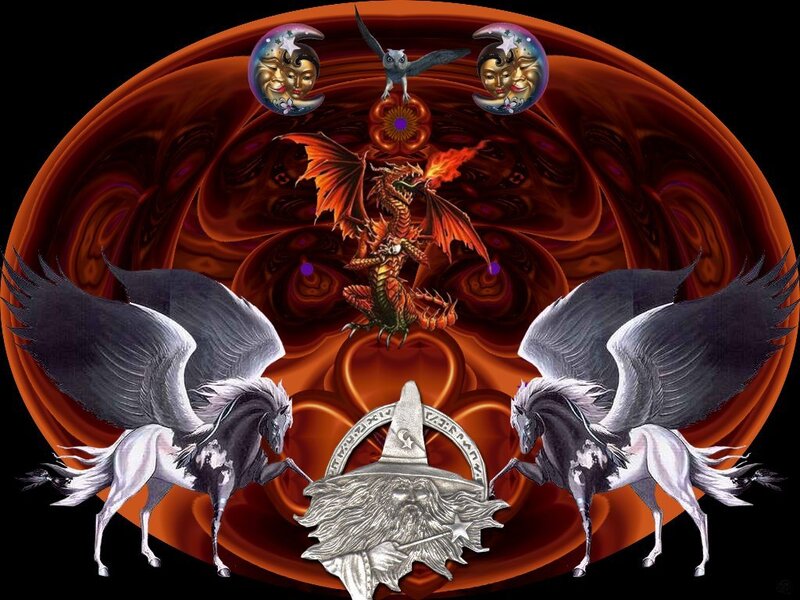 Fantasy creatures and symbols