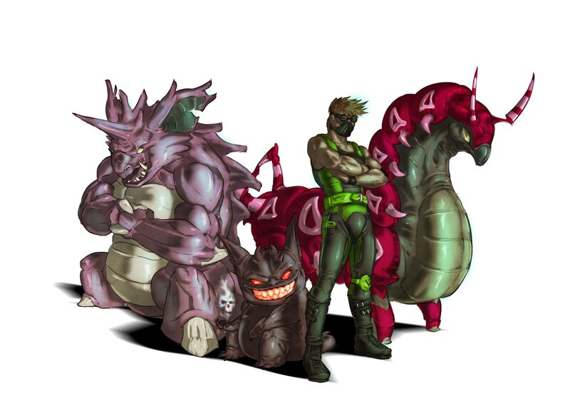 fantasy creatures and warrior
