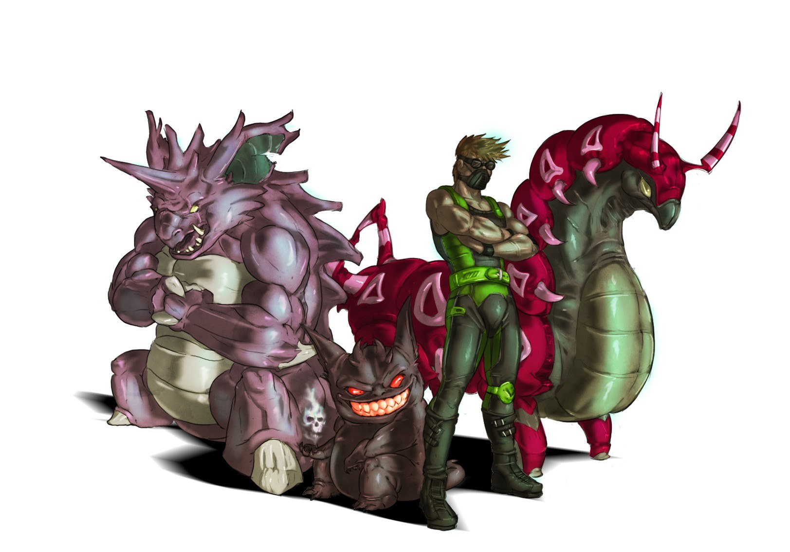 fantasy creatures and warrior