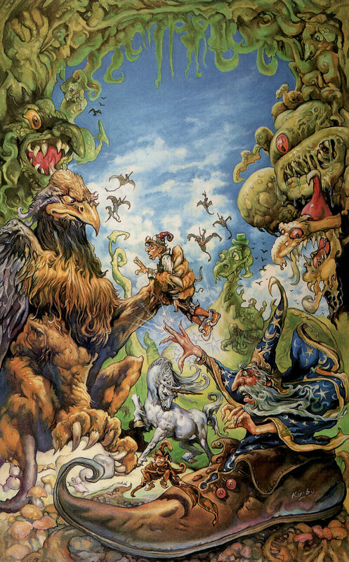 Fantasy creatures in a magical scene