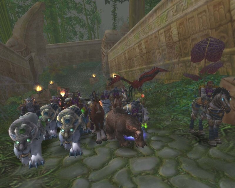 fantasy creatures in a temple