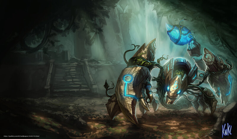 Fantasy creatures in ancient ruins