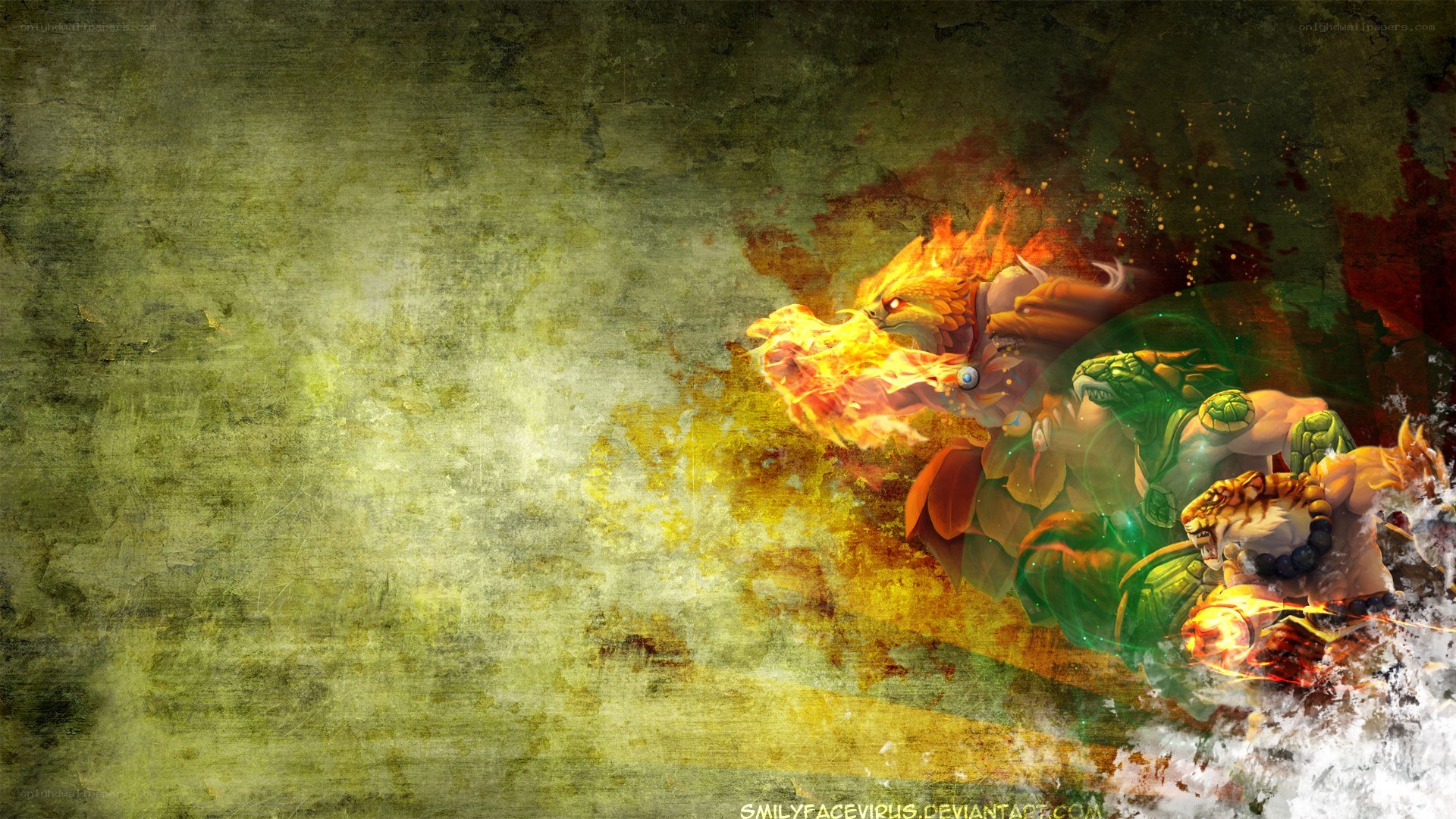 fantasy creatures in battle