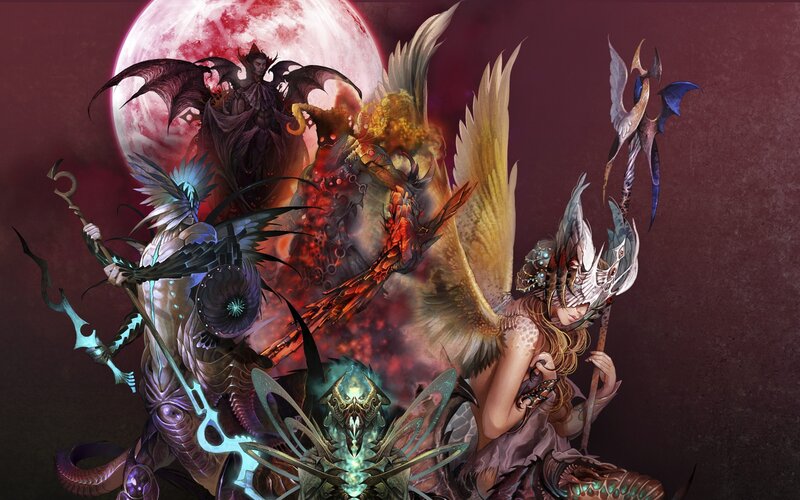 Fantasy Creatures in Battle — Red