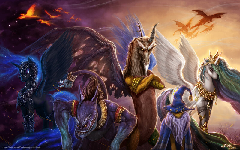 Fantasy creatures in battle