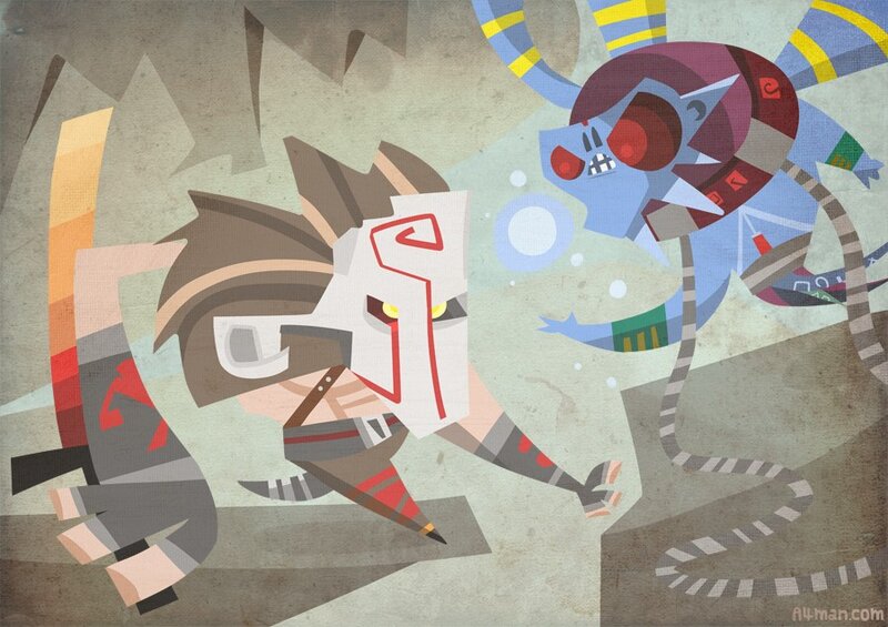 fantasy creatures in combat