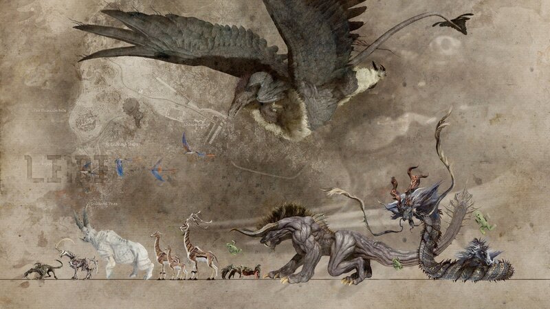 Fantasy Creatures on Map — Brown