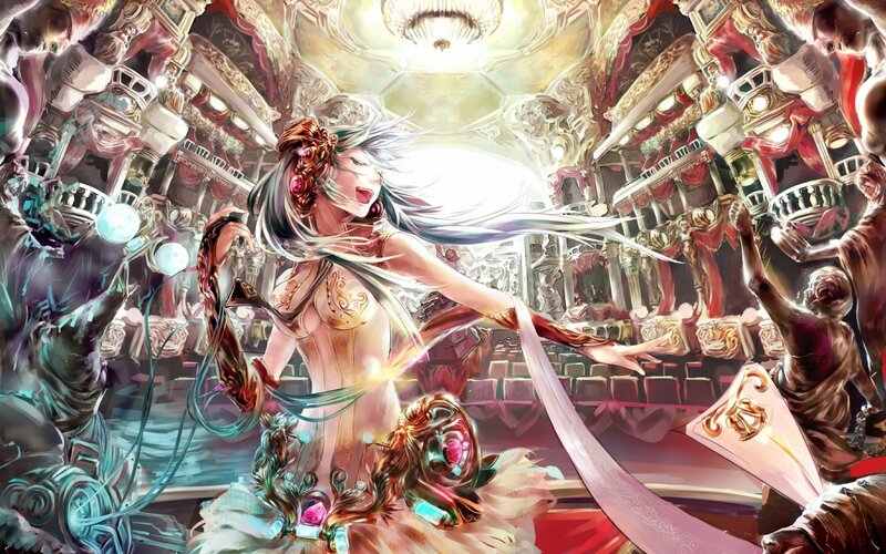 Fantasy dancer in ornate hall