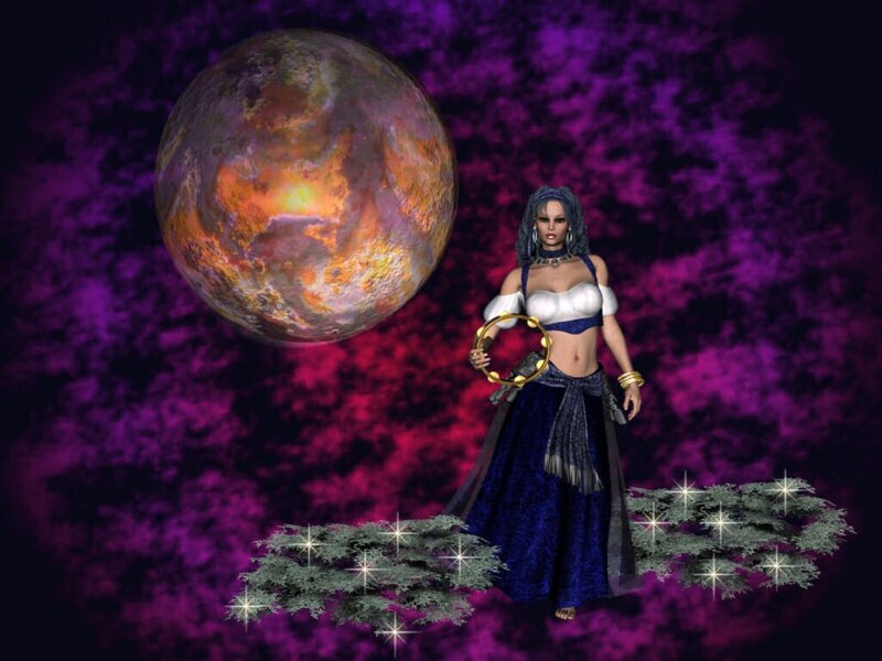 Fantasy dancer with planet