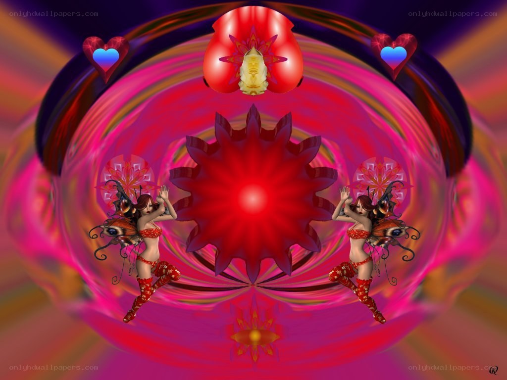 Fantasy dancers in a colorful vortex