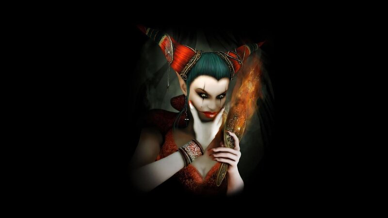 fantasy demon with fiery weapon