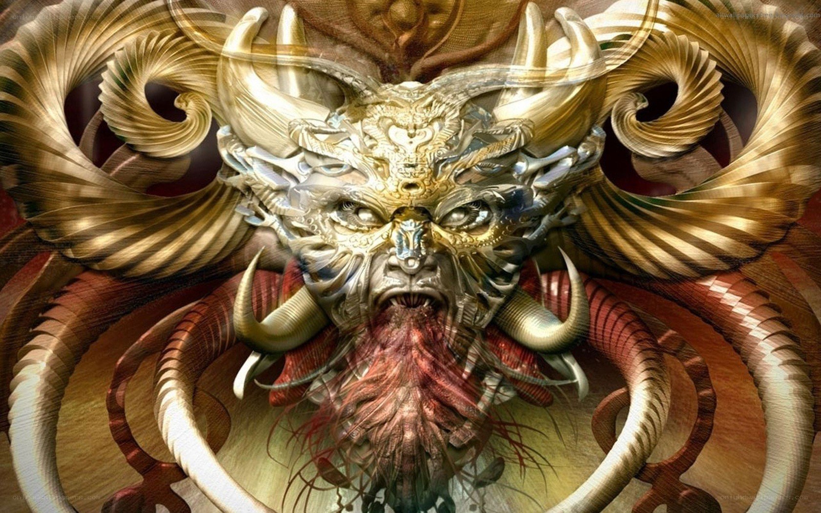fantasy demon with golden horns