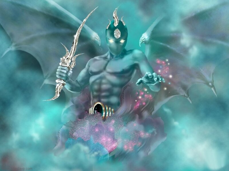 Fantasy demon with wings and sword