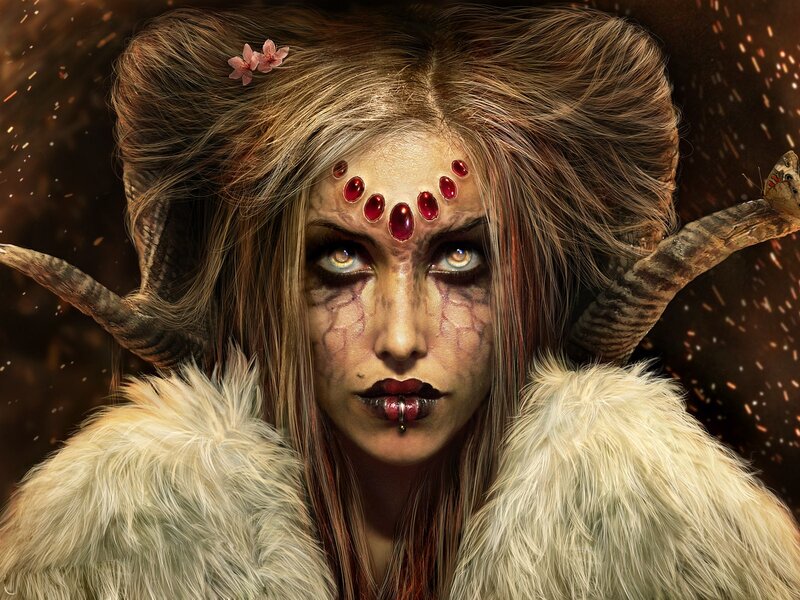 fantasy demon woman with horns